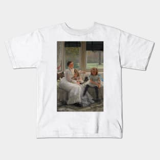 Portrait of Mrs Catherine Smith Gill and Two of her Children by James Tissot Kids T-Shirt